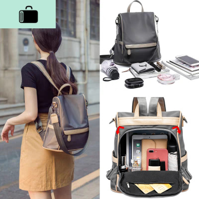 防盗双肩包女2019新款韩版牛津布书包女大学生百搭时尚2020小背包NEW LAKE