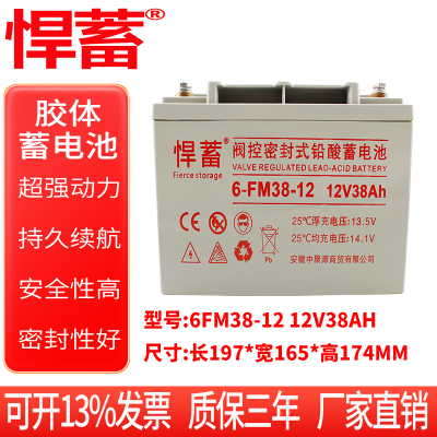 12V38AH阀控式免维护蓄电池电瓶直流屏UPS安防通讯EPS电源6FM38-12