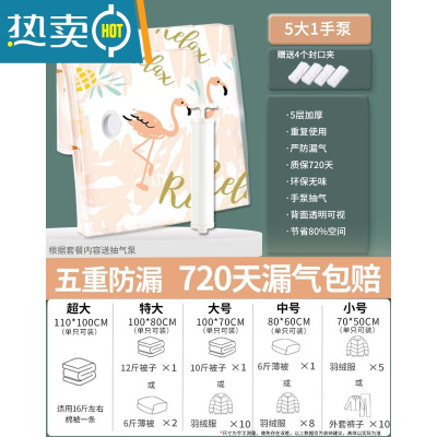敬平抽真空压缩袋袋子被子衣物衣服棉被羽绒服收纳袋专用器包装家用 6件套[5个大号]送手泵 720天漏气包赔