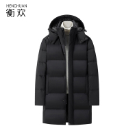 衡欢(HENGHUAN)高端加厚90白鸭绒中长款羽绒服 RZ-MJ12/件(黑色/XXL码)
