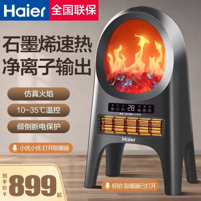 海尔(Haier) 暖风机壁炉取暖器家用2000W功率节能卧室小型烤火炉3D仿真火焰客厅 HNF-S2060AP 语音款
