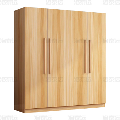 洛泰远 简约木质衣柜衣服收纳柜 浅胡桃色四门1400*500*1800mm