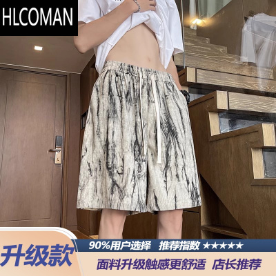 HLCOMAN沙滩短裤男夏季薄款美式外穿凉感运动裤子大码宽松休闲五分大裤衩