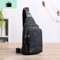 男士胸包休闲百搭斜挎包潮流防水运动单肩背包帆布胸前包NEW LAKE 黑蓝色男士腰包