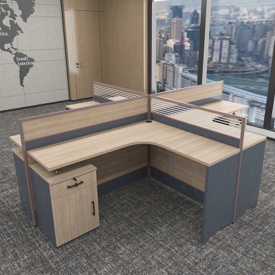 臻远GWD-005屏风办公桌椅组合职员电脑桌员工隔断卡座 王型4人位