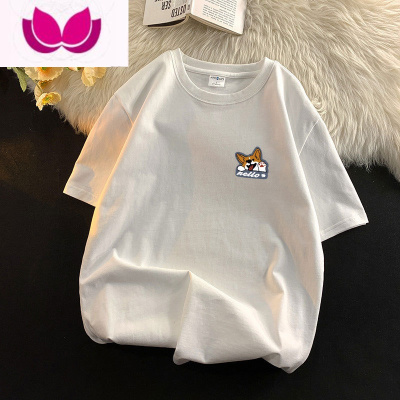 七斓短袖t恤男夏季潮牌ins港风圆领宽松上衣服潮流情侣半袖体恤衫