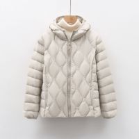 90绒新国标女装秋冬新款轻薄羽绒服波浪纹女式带帽外套