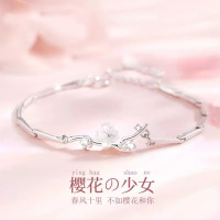 樱花手链999纯银轻奢小众精致2025年新款手饰品520礼物送女友闺蜜送女朋友老婆情人节七夕生日礼物