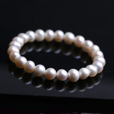 天然淡水珍珠手链女白色玫瑰金色优雅高贵夏季新品百搭手串5-8mm送女朋友老婆情人节七夕生日礼物