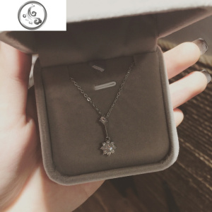 原创925纯银微镶太阳花花形钻石吊坠项链chic锁骨链 简约女生日韩 JiMi 图片色