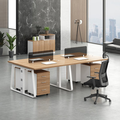 域赢办公桌椅组合财务办公桌职员工位屏风隔断卡位电脑桌四人位含柜