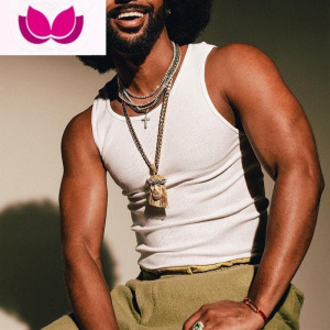 七斓硬汉美式螺纹背心男打底汗衫修身无袖运动健身坎肩白色