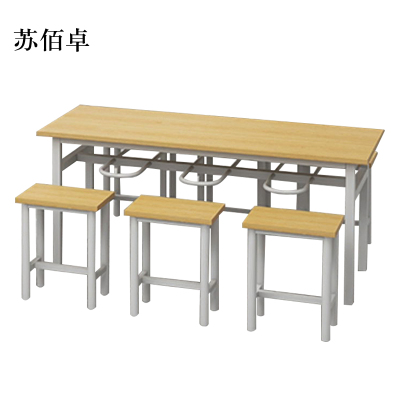 苏佰卓餐桌6人学校食堂小吃店快餐桌椅饭堂防火板桌1800*600*750[含椅]