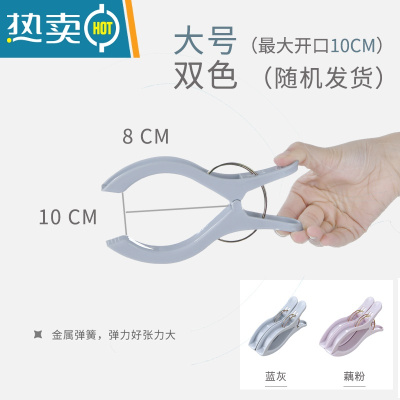 敬平超大号夹子塑料晒晾衣夹强力固定防风凉衣架晒衣服晾棉被子夹家用 大号夹子2个(颜色随机)