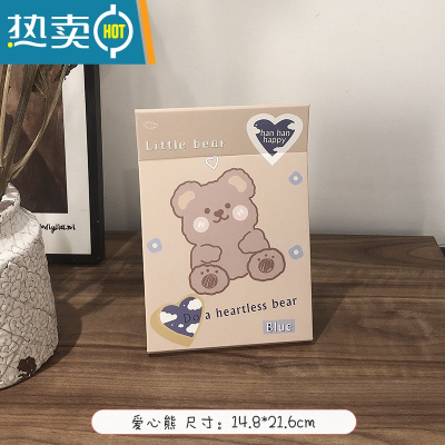 敬平网红镜子台式化妆镜ins风少女心桌面折叠便携宿舍学生高清梳妆镜便携式用镜 爱心熊