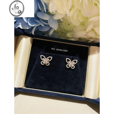 JiMiСrаf幻影蝴蝶耳钉女轻奢白金银银钻石耳环耳饰高级感气质网红潮