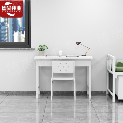 德尚伟业钢制士兵学习桌士官写字桌学员电脑桌内务办公桌宿舍干部二抽桌+椅子