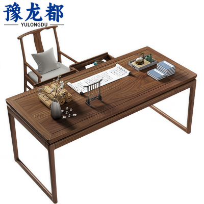 豫龙都实木写字桌 1.6m+椅套