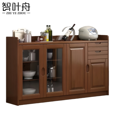 智叶舟实木茶水柜四门两抽180*40*90cm台