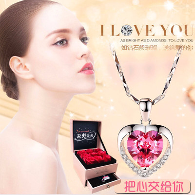 林檎项链女s999纯足银网红吊坠锁骨链日韩简约时尚首饰品配饰定制刻字生日女生圣诞节送女友老婆闺蜜送女朋友老婆生日礼物送女