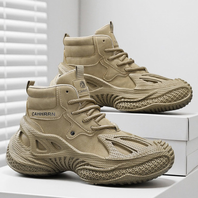 秋冬新款高帮男鞋运动休闲鞋男时尚百搭潮鞋老爹鞋厚底增高鞋