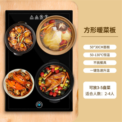 志高(CHIGO)饭菜保温板家用热菜板餐桌转盘多功能器火锅暖菜板加热桌垫_长方型50-30CM3-5菜一键开关恒温