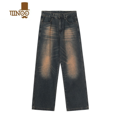 YANXU美式高街ins水洗复古感夏季牛仔裤男款潮牌宽松直简vibe长裤
