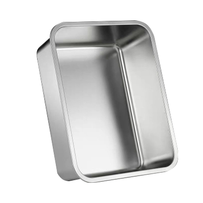 不锈钢平底方盆加深长方形带盖自助餐盘烤鱼盘托盘大号方盒子