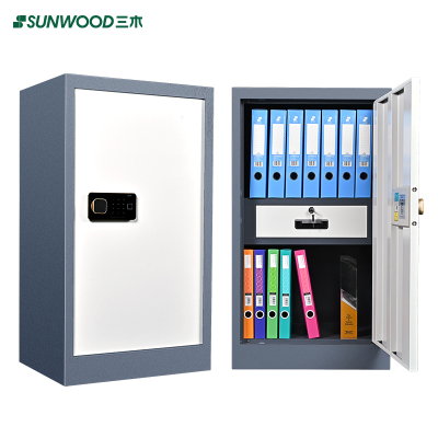 三木 BG873 单门指纹保密柜/小柜文件柜(带屉) 国密锁柜双认证 蓝灰套色(台)