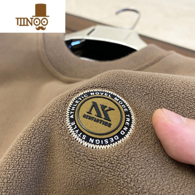 YANXU高端加厚,摇粒绒!休闲圆领套头冬款加绒无帽抓绒打底保暖卫衣男