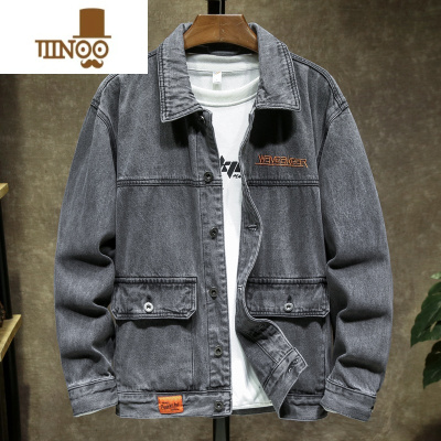 YANXU秋季新款牛仔外套男宽松潮流百搭帅气复古水洗感美式休闲夹克