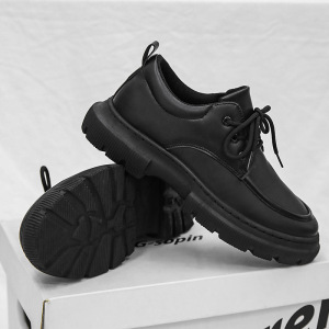 男士马丁靴秋季上新中帮皮革厚底增高高级黑男正装百搭潮男鞋