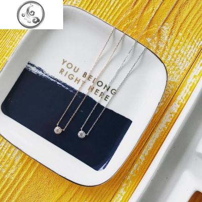 925纯银单钻吊坠项链女短款锁骨链玫瑰金简约气质女友网红ins JiMi