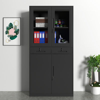 臻远ZY-WJGC-29钢制窄边文件柜拆装档案柜 黑色中二斗文件柜