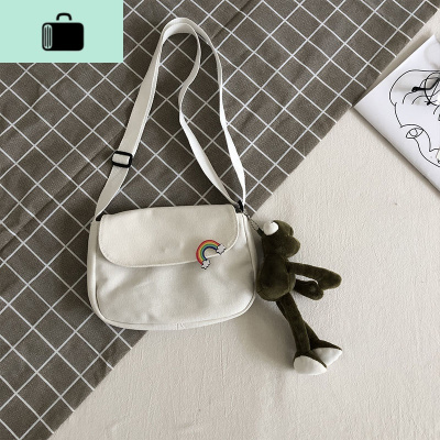 斜挎包女学生韩版百搭单肩包2019新款ins日系简约玩偶帆布小包包NEW LAKE女手包