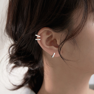 925纯银三角形几何耳钉男女小巧耳环耳饰耳骨钉小众耳扣送女朋友老婆情人节七夕生日礼物