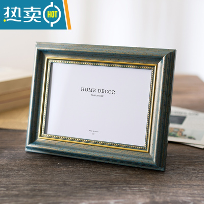 敬平复古相框摆台5寸6寸7寸挂墙8寸10寸A4寸像框画框儿童婚纱照片框架 金缕深蓝 10寸(可放20.3*25.4cm)