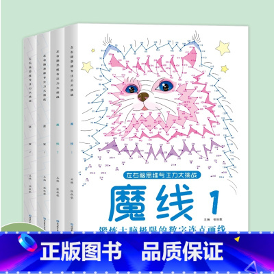 全4册[魔线+迷宫]高难度 [正版]儿童数独游戏 专注力训练 3-6-9岁小学生入门四六九宫格幼儿园阶梯数独训练题本大开