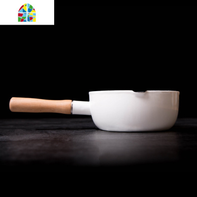 珐琅瓷奶锅雪平锅宝宝辅食锅方便面锅电磁炉热奶漏嘴家用加厚 FENGHOU 红色含炸网