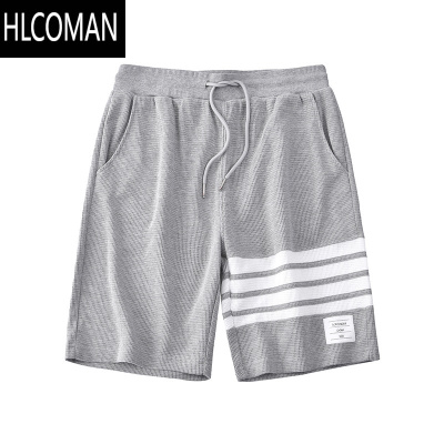 HLCOMAN美式华夫格短裤男夏季外穿透气速干四条杠五分裤运动休闲中裤男女