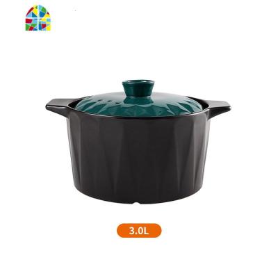 沙锅家用可高温汤锅小号家用瓦煲燃气煤气灶专用可高温火锅 FENGHOU 菱形3升砂锅适用3-6人