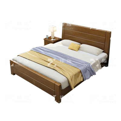 臻远 ZY4012004 胡桃色实木床单人床宿舍公寓床 1.2米单床含1个床头柜