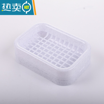 敬平3个沥水肥皂盒 家用北欧创意带盖大号皂架塑料简约欧式双层香皂盒 砂点白-3个装