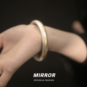 999纯银古法描金鲤鱼戏莲手镯女手链手环手串高级感小众重约32g送女朋友老婆情人节七夕生日礼物