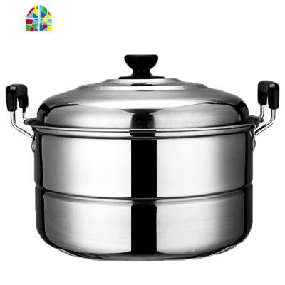 加厚不锈钢单层多层蒸锅单底汤锅家用馒头24-30cm 煤气电磁炉 FENGHOU 30cm单层送蒸布+夹子