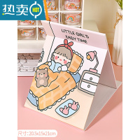 敬平台式化妆镜桌面可立大号卡通折叠镜子女便携宿舍学生纸镜随身梳妆便携式用镜 酒红色大号-看书女孩