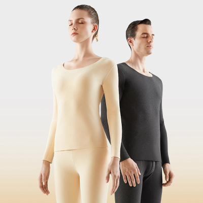 7A秋冬季保暖内衣女士圆领无痕磨毛保暖套装修身秋衣秋裤_572