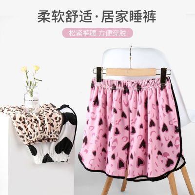 夏季女短睡裤棉质薄款双口袋韩版可爱卡通休闲居家短裤大码可外穿_1