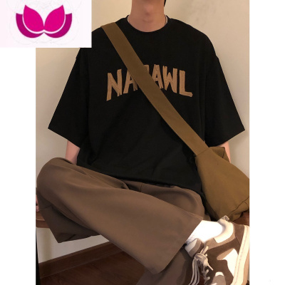 七斓美式复古短袖T恤男夏季字母印花日系cityboy宽松休闲半袖上衣