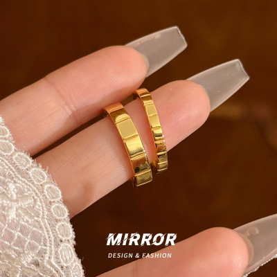 925纯银方块巧克力戒指女指环尾戒简约个性小众设计高级感BCJ3360送女朋友老婆情人节七夕生日礼物